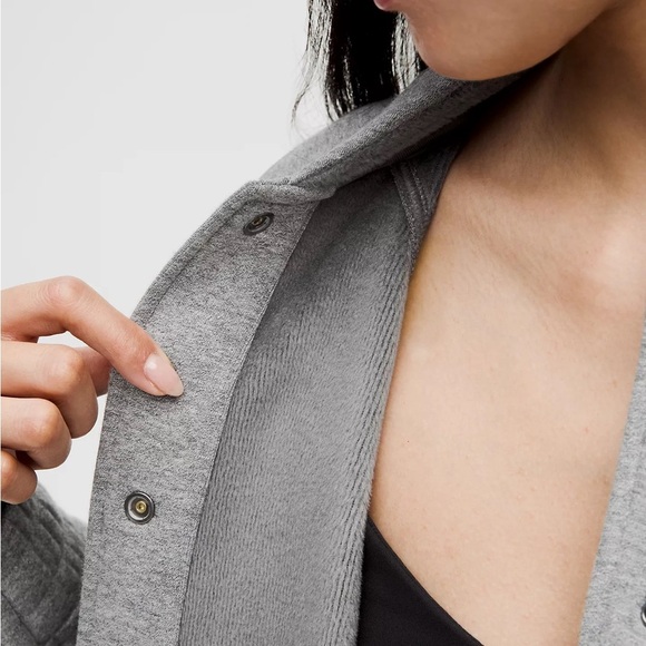 NEW LULULEMON Scuba Oversized Gray Varsity Jacket Plush - Super Cute! MSRP: $168 - Picture 3 of 16